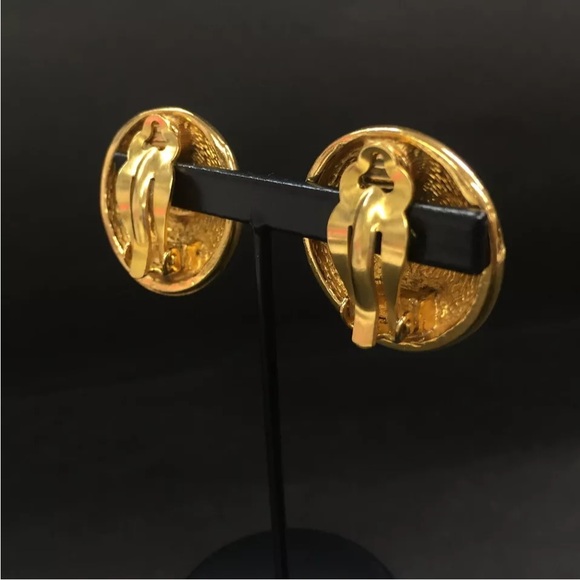 CHANEL CC Logo Matelasse Gold Tone Earrings - Picture 3 of 9